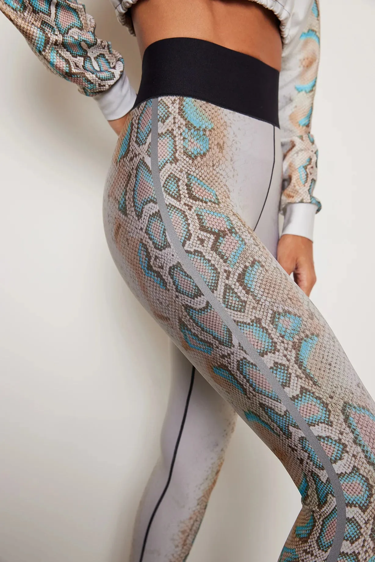 Ultracor Women's Python Scent Ultra High Rise Leggings - Neutral Taupe Silk Animal Print