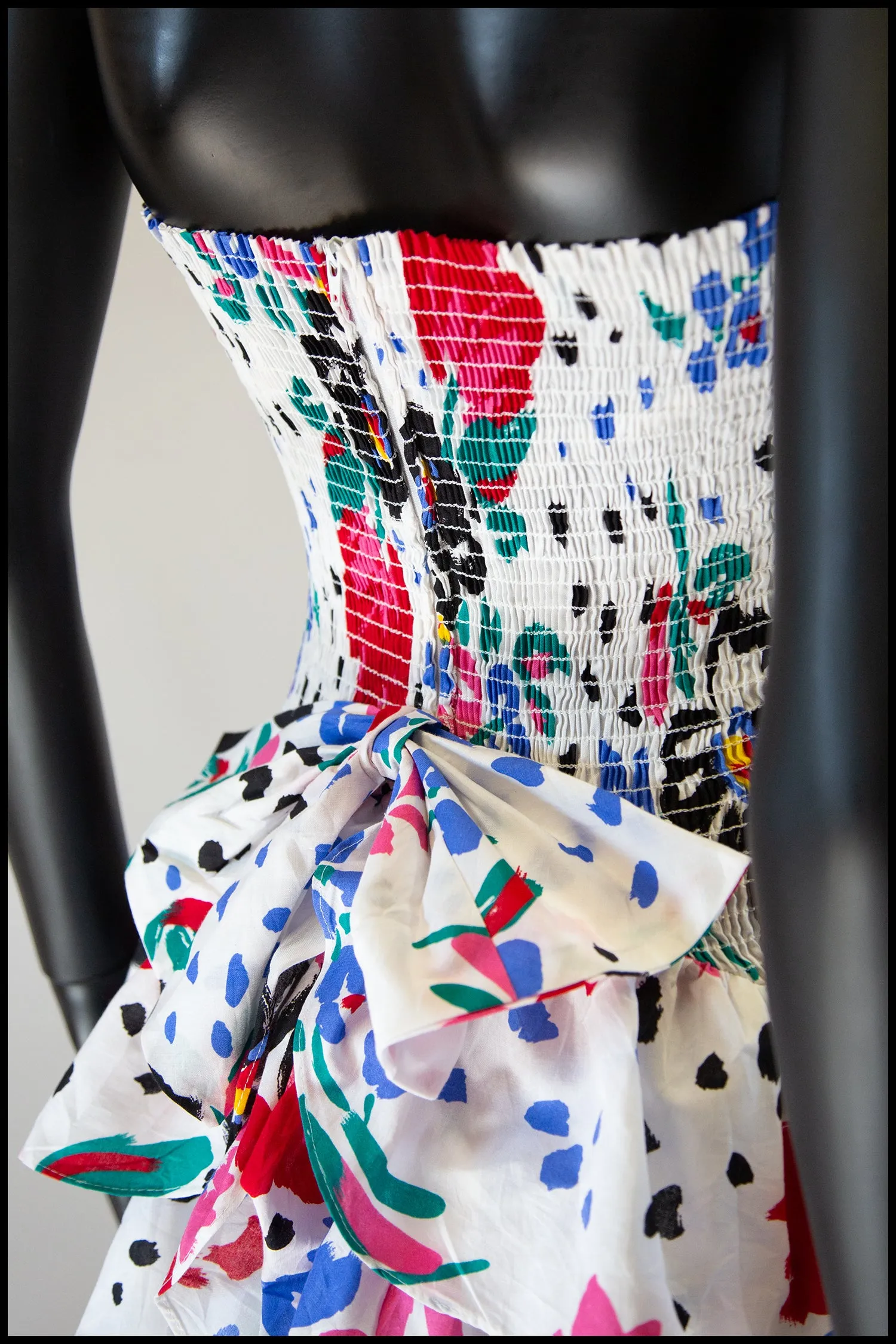 Vintage 1980s White Floral Mini Dress