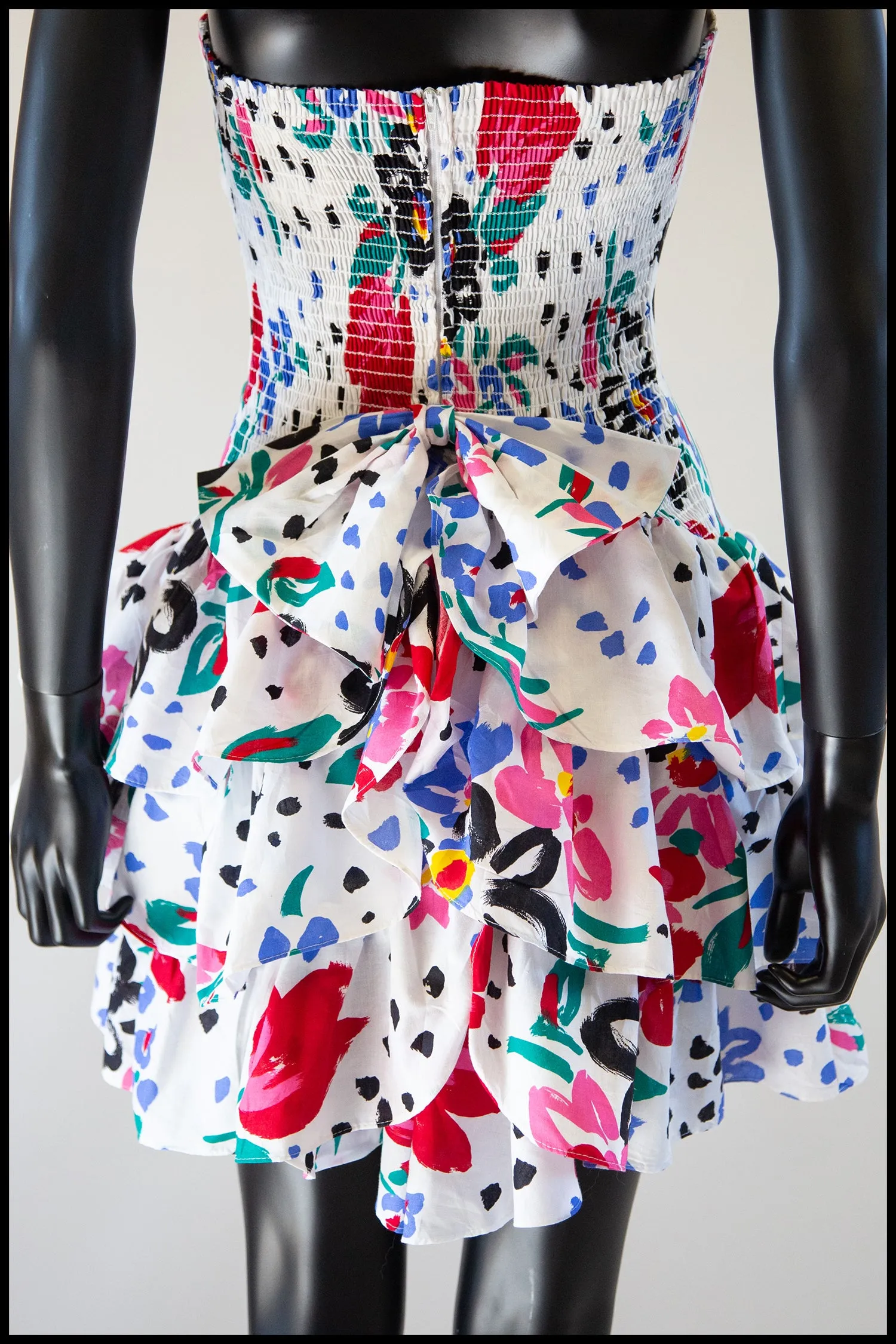 Vintage 1980s White Floral Mini Dress