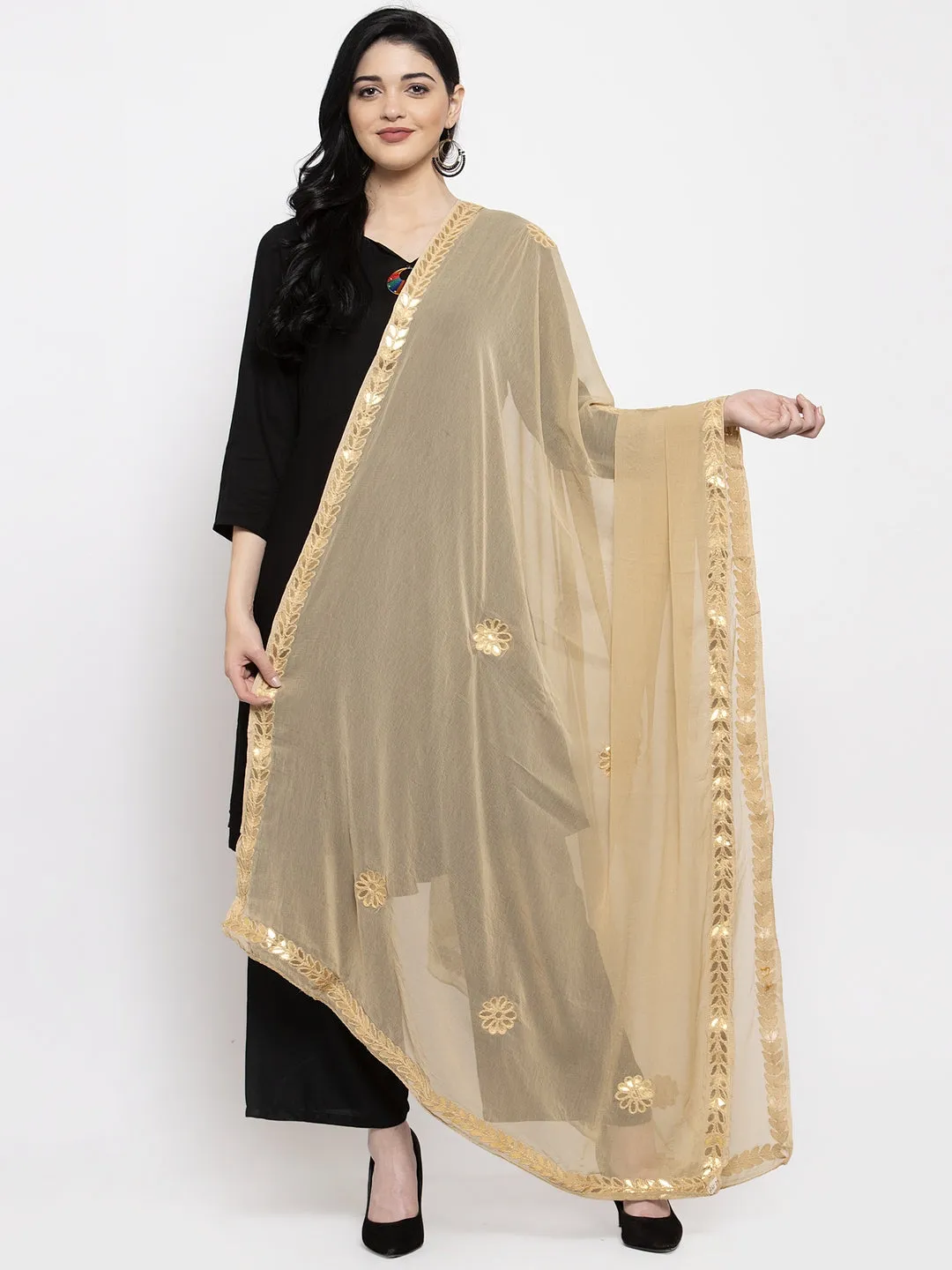 Women'S Fawn Gotta Patti Chiffon Dupatta