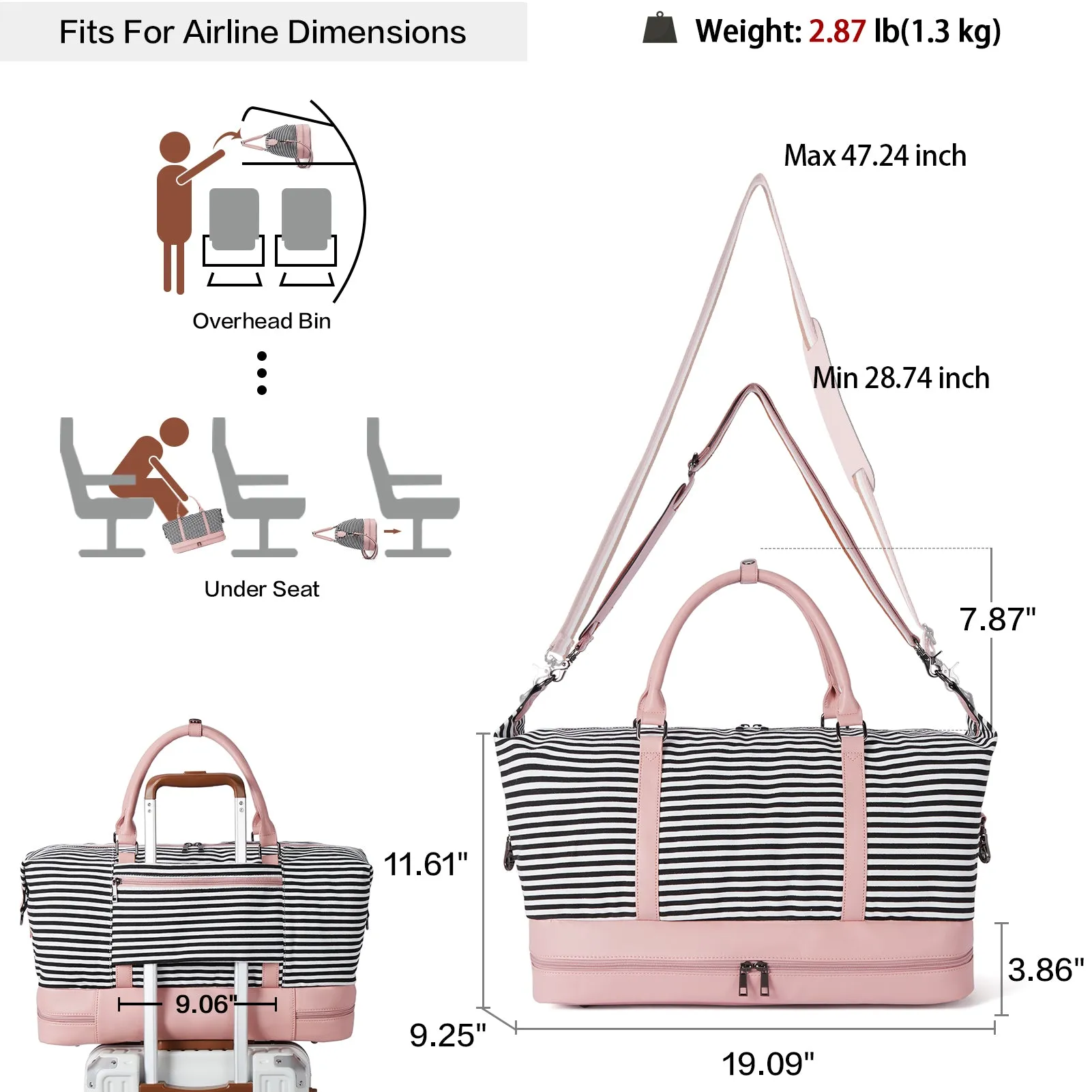 Zenobe Canvas Weekender Bag for Women