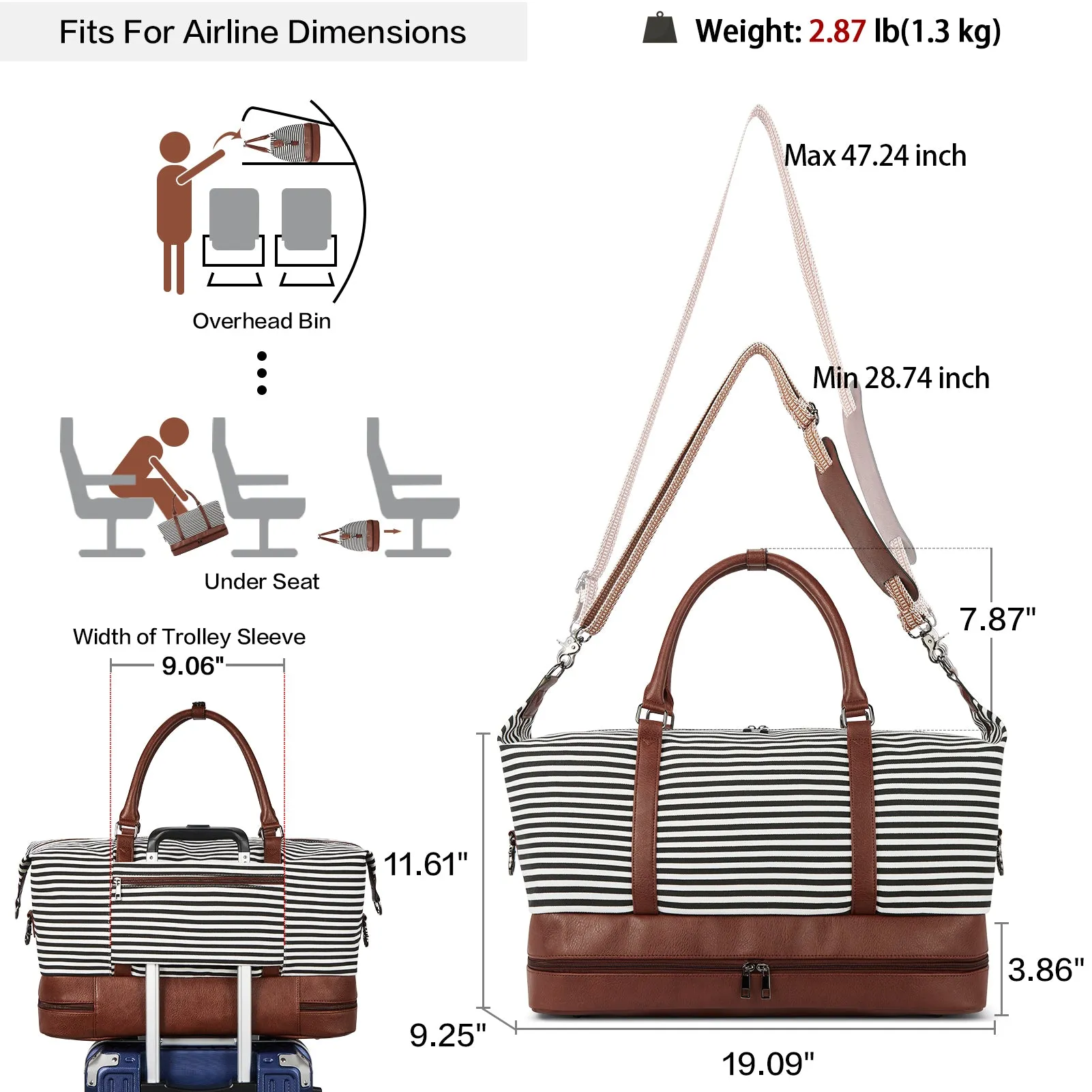 Zenobe Canvas Weekender Bag for Women