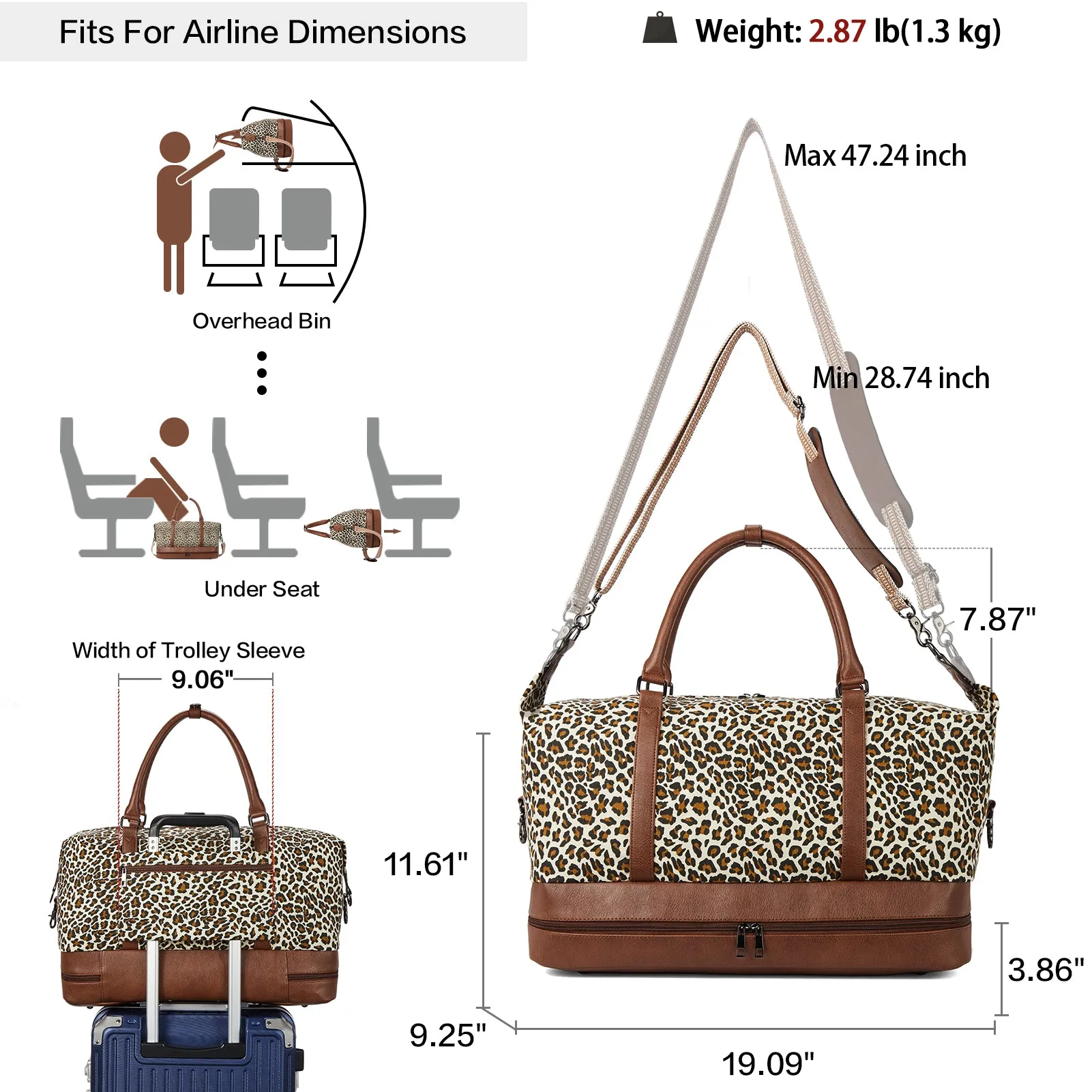 Zenobe Canvas Weekender Bag for Women