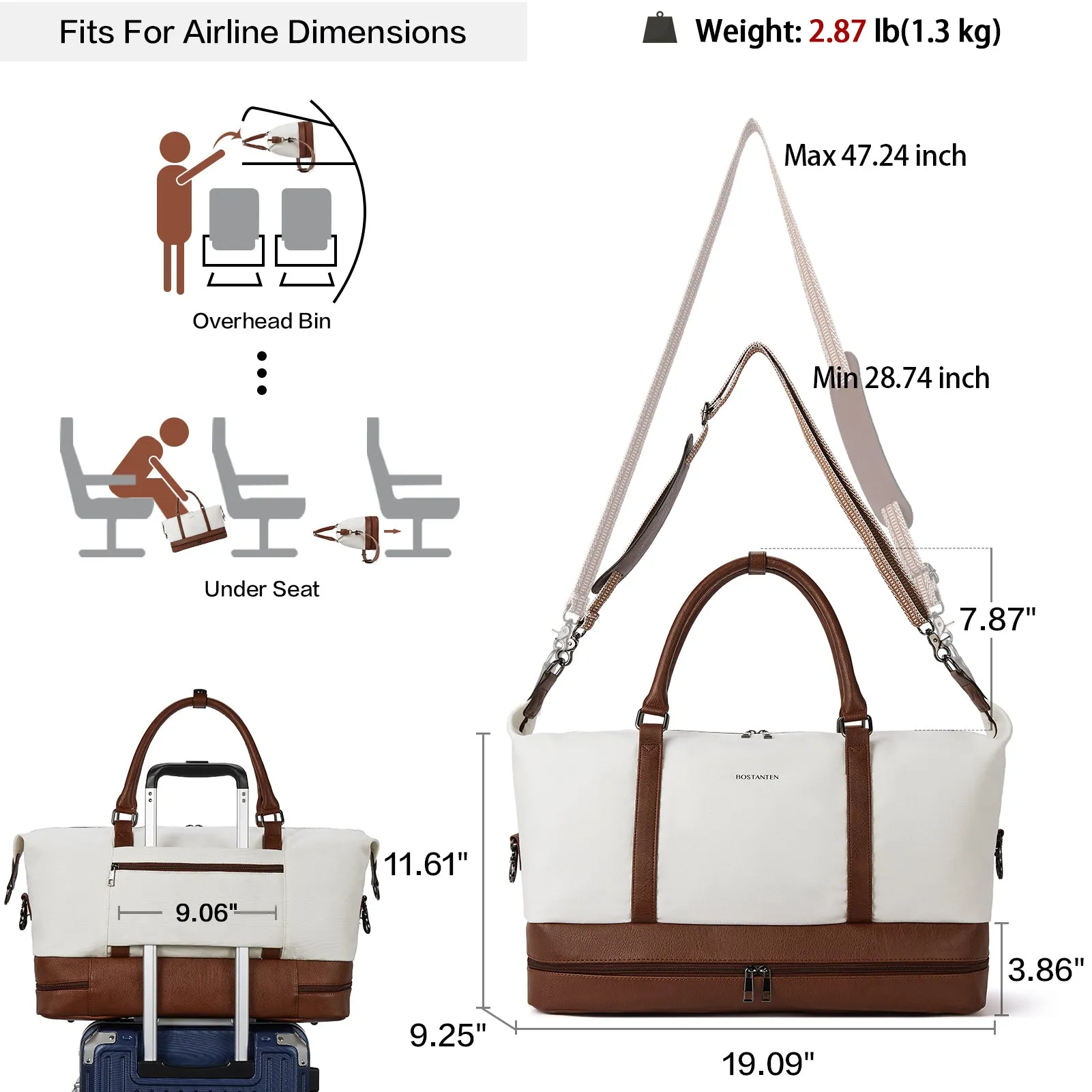 Zenobe Canvas Weekender Bag for Women